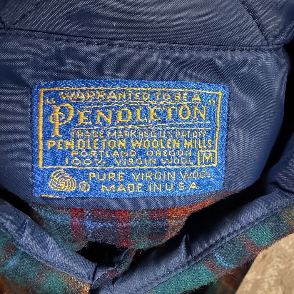 Vintage Pendleton 100% Virgin Wool Men's Medium Plaid Long Sleeve Flannel Work - Picture 9 of 10